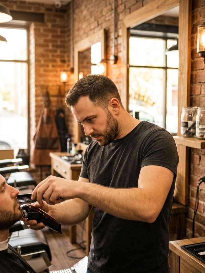 Barber giving a haircut