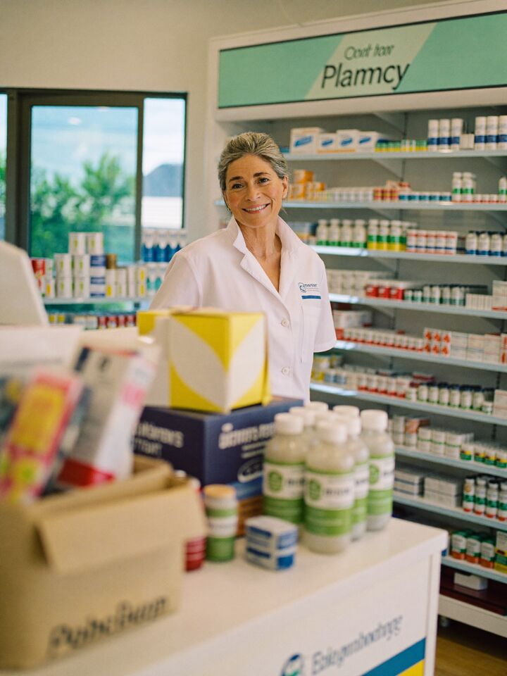 Pharmacist behind the counter